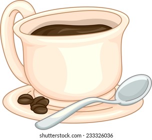 Illustration Featuring Cup Coffee Coffee Beans Stock Vector (Royalty ...