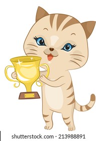Illustration Featuring a Cup Holding a Golden Trophy