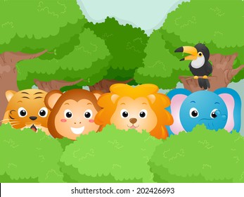 Illustration Featuring Cute Safari Animals