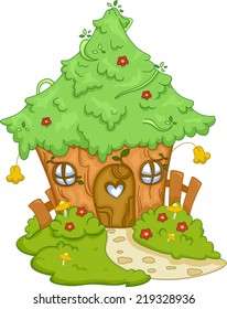 Illustration mit einem niedlichen Baumhaus