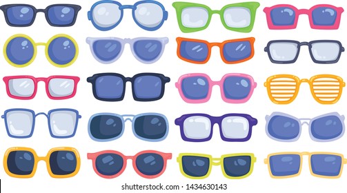 Illustration Featuring Different Eyeglasses Designs. Сartoon vector glasses