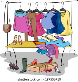 Cartoon Clothes Rack Images, Stock Photos & Vectors | Shutterstock