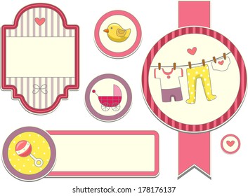 Illustration Featuring Different Items Commonly Used by Baby Girls