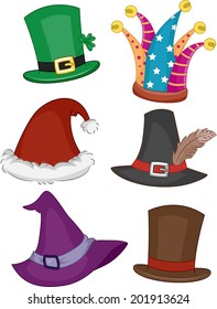 Illustration Featuring Different Party Hats