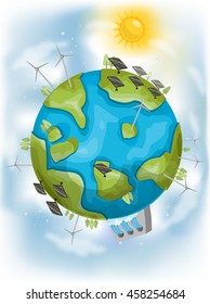 Illustration Featuring Different Types of Renewable Energy