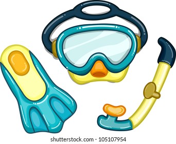 Illustration Featuring Diving Related Items