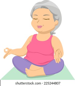 Illustration Featuring Elderly Female Doing Yoga Stock Vector (royalty 