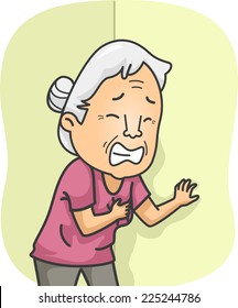 Illustration Featuring an Elderly Female Having a Heart Attack
