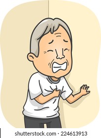 Illustration eines älteren Mannes mit Herzanfall