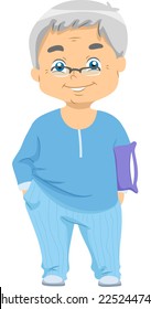 Illustration Featuring an Elderly Man Wearing Pajamas