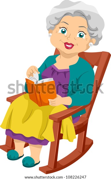 Illustration Featuring Elderly Woman Sitting On Stock Vector (Royalty ...
