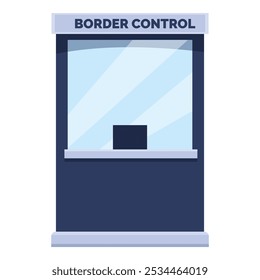 Illustration featuring an empty border control booth, representing international travel and immigration