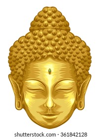 Illustration Featuring the Face of a Golden Buddha