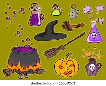 Illustration Featuring Famous Halloween Icons