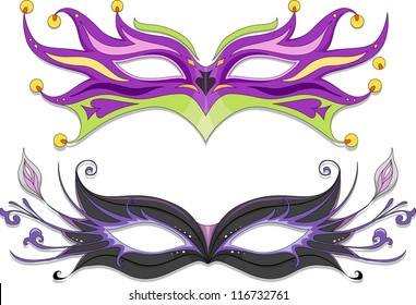 Illustration Featuring Fancy Masquerade Masks