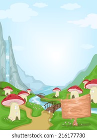 Illustration Featuring a Fancy Mushroom Village