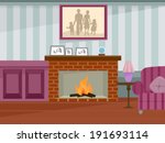 Illustration Featuring a Fireplace in Use