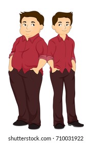 Illustration Featuring a Fit Man Standing Side by Side With His Former Overweight Self