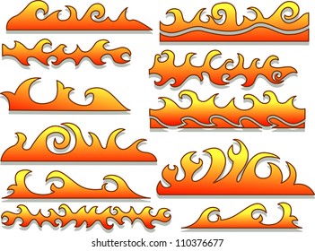 Illustration Featuring Flames with Different Designs
