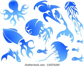 Illustration Featuring Flamy Sea Creature Designs