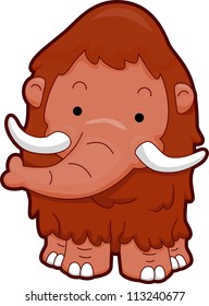 Illustration Featuring the Front View of a Cute Wooly Mammoth