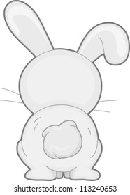 Illustration Featuring the Front View of a Fluffy Rabbit