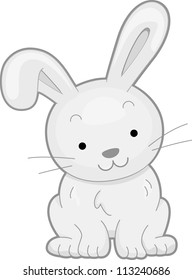 Illustration Featuring the Front View of a Smiling Rabbit