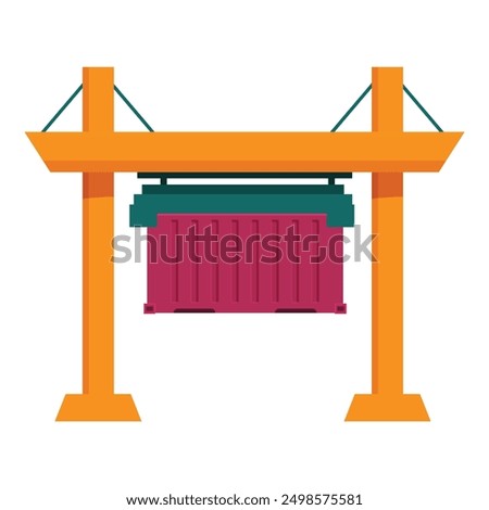 Illustration featuring a gantry crane lifting a container, representing global logistics and transport