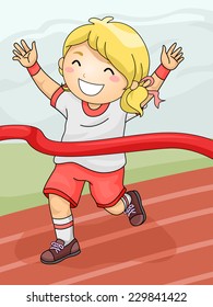 Illustration Featuring a Girl Celebrating Her Winning of the Race