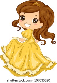 Illustration Featuring a Girl Dressed as a Princess