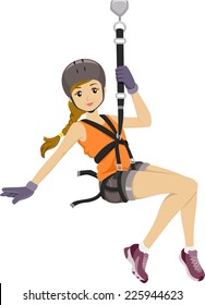 Illustration Featuring a Girl Sliding Down a Zipline