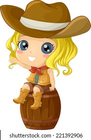 Illustration Featuring a Girl Wearing a Cowgirl Costume