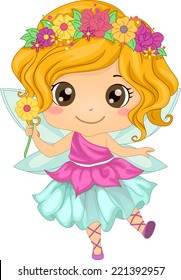 Illustration Featuring a Girl Wearing a Fairy Costume