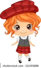 Illustration Featuring a Girl Wearing a Scottish Costume