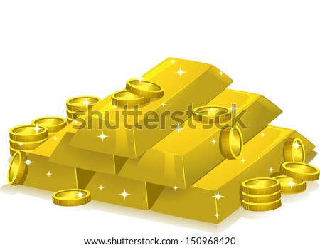 Illustration Featuring Gold Bars and Coins