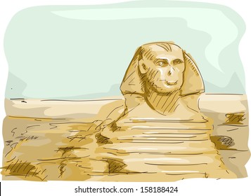 Illustration Featuring the Great Sphinx of Giza Located in Egypt