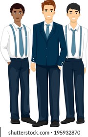 Illustration Featuring Groomsmen Wearing Formal Attire