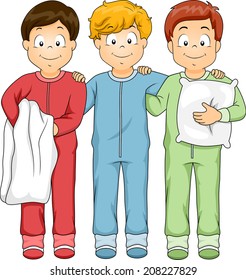 Illustration Featuring a Group of Boys Wearing Onesies