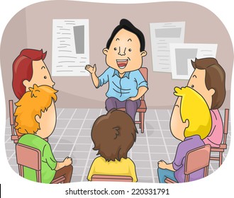 Illustration Featuring Group Men Counseling Session Stock Vector ...