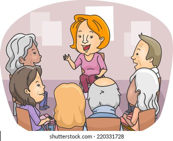 Illustration Featuring a Group of Senior Citizens in a Counseling Session