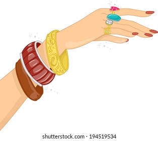 Illustration Featuring a Hand Filled with Different Accessories