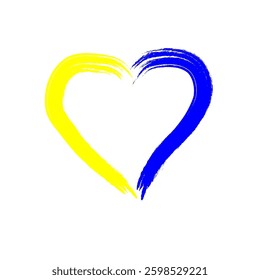 A illustration featuring hand-drawn heart shapes in blue and yellow, created with expressive brush strokes, symbolizing love and unity. I love Ukraine. Vector illustration