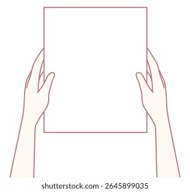 Uma ilustração com mãos suavemente segurando uma folha em branco de papel, perfeito para vários projetos criativos
