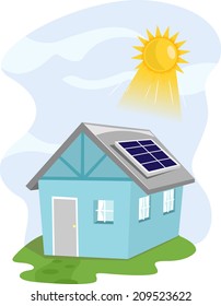 Illustration Featuring a House Installed with Solar Panels