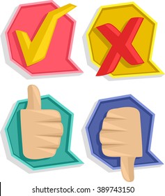 Illustration Featuring Icons Indicating Passing and Failing