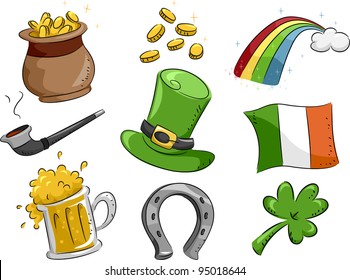 Illustration Featuring Icons with a St. Patrick's Day Theme