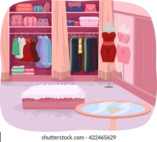 Illustration Featuring the Interior of a Closet
