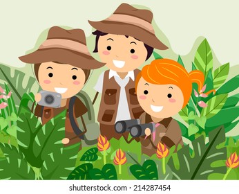 Illustration Featuring Kids On A Safari Adventure