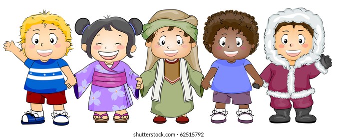 Illustration Featuring Kids of Various Races and Ethnicity