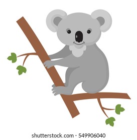 Illustration Featuring a Koala Clinging to a Tree Trunk